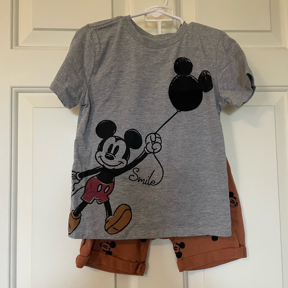 Disney Gray and Brown Mickey Mouse Kids Matching Set